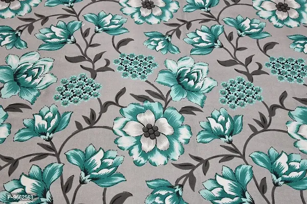 UniqChoice 180 TC Turquoise Color Floral Printed King Size Bedsheet with 2 Pillow Cover (ELEG-01-Turquoise)-thumb3