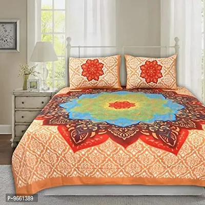 UniqChoice Elegant Design 180 TC Cotton Double Bedsheet with 2 Pillow Covers - Brown-thumb2