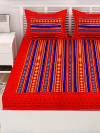 UniqChoice Jaipuri Designer Printed Rajasthani Traditional 144 TC Cotton Double Bedsheet with 2 Pillow Covers - Modern, Multicolour-thumb3