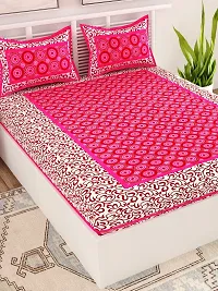 UniqChoice Floral Japuri Printed 120 TC| 100% Cotton| Double Bedsheet| Bedsheet with 2 Pillow Cover | Pink-thumb2