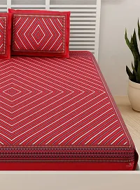 UniqChoice Red Color Rajasthani Traditional Printed 120 TC 100% Cotton Double Bedsheet with 2 Pillow Cover,UCEBD347-thumb3