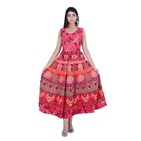 UniqueChoice Presents Red Color Jaipuri Printed Long Women's Maxi one Piece Dress Free Size-thumb4