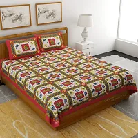 Comfortable Cotton Printed Double Bedsheet with Two Pillow Covers-thumb1