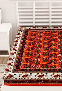 UniqChoice100% Cotton Color Jaipuri Single Bedsheet Color Jaipuri Single Bedsheet ,Single_JangalHathi_Orange-thumb3