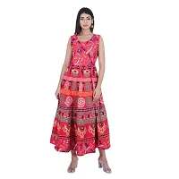 UniqueChoice Presents Red Color Jaipuri Printed Long Women's Maxi one Piece Dress Free Size-thumb3