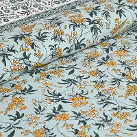 UniqChoice 180 TC SkyBlue Color Floral Printed King Size Bedsheet with 2 Pillow Cover (ELEG-32-Skyblue)-thumb2