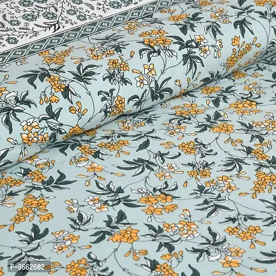 UniqChoice 180 TC SkyBlue Color Floral Printed King Size Bedsheet with 2 Pillow Cover (ELEG-32-Skyblue)-thumb3