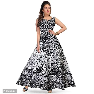Black Cotton Maxi Ethnic Gowns For Women-thumb0