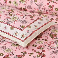 UniqChoice 180 TC Peach Color Floral Printed King Size Bedsheet with 2 Pillow Cover (ELEG-31-Peach)-thumb3