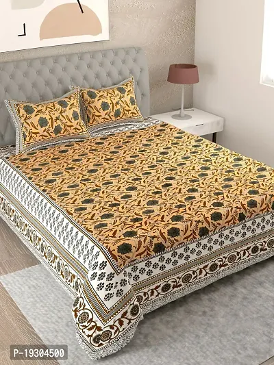 Comfortable Cotton Printed King Size Bedsheet with Two Pillow Covers