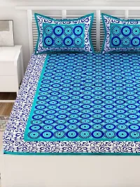 UniqChoice Blue Color Rajasthani Traditional Printed 120 TC 100% Cotton Double Bedsheet with 2 Pillow Cover,UCEBD340-thumb4