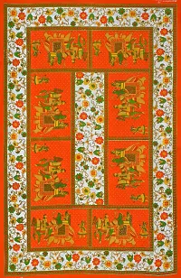 UniqChoice Rajasthani Traditional 144 TC |Cotton Single Bedsheet|Bedsheet for Single Bed| Orange-thumb3