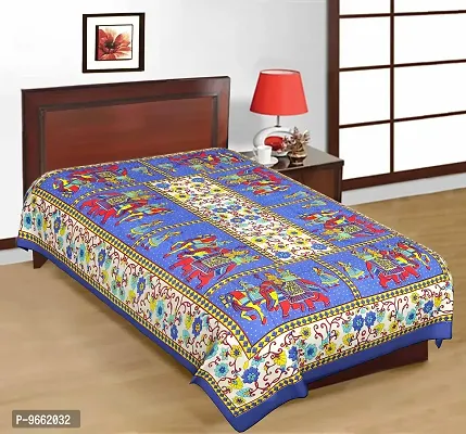 UniqChoice 100% Cotton Blue Colour Rajasthani Traditional Single Bedsheet.