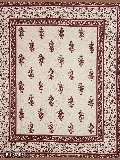 UniqChoice Beige Color Rajasthani Traditional Printed 120 TC 100% Cotton Double Bedsheet with 2 Pillow Cover,MUCD_35-thumb2