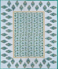 UniqChoice Floral Japuri Printed 120 TC 100% Cotton Double Bedsheet with 2 Pillow Cover,Turquoise(UUCCKD68)-thumb4