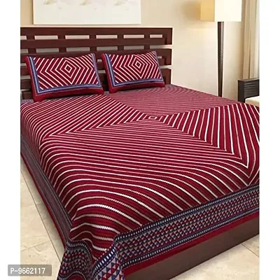Uniqchoice 144 Tc Cotton Double Bedsheet with 2 Pillow Covers, Red, 3 Piece
