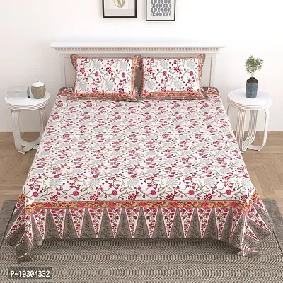 Comfortable Cotton Printed King Size Bedsheet with Two Pillow Covers-thumb2