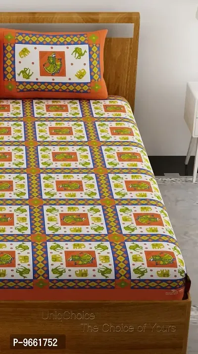 Bombay Spreads Rajasthani Traditional Print 120 TC 100% Cotton Double Bedsheet with 2 Pillow Cover ,Orange(UCEBBD49)-thumb4
