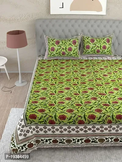 Comfortable Cotton Printed King Size Bedsheet with Two Pillow Covers-thumb2