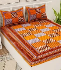 UniqChoice Rajasthani Traditional Print 120 TC 100% Cotton Double Bedsheet with 2 Pillow Cover ,Yellow(MUUCD_348)-thumb2