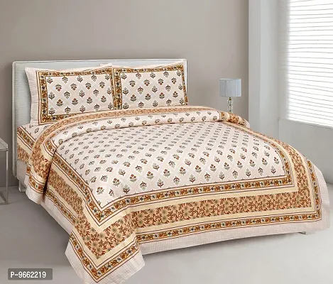 UniqChoice 180 TC Brown Color Floral Printed King Size Bedsheet with 2 Pillow Cover (ELEG-19-Brown)