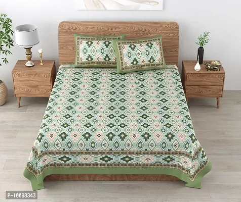 Stylish Fancy Cotton Printed King Size Bedsheet With 2 Pillow Covers-thumb0