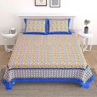 Comfortable Cotton Printed King Size Bedsheet with Two Pillow Covers-thumb1