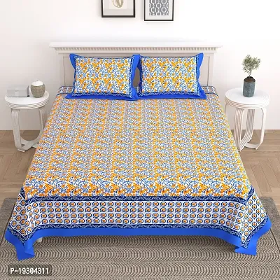 Comfortable Cotton Printed King Size Bedsheet with Two Pillow Covers-thumb2