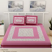 UniqChoice Floral Japuri Printed| 120 TC |100% Cotton |Double Bedsheet| Bedsheet with 2 Pillow Cover| Pink-thumb1