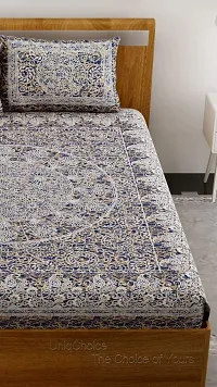 UniqChoice Blue Color 100% Cotton Jaipuri Traditonal Double BedSheet with 2 Pillow Cover,Bluebatikpaisley_D-thumb2