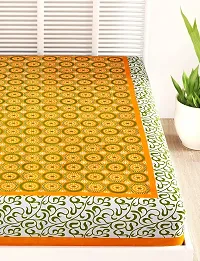 UniqChoice 100% Cotton Yellow Colour Saganari Printed Single Bedsheet.-thumb1