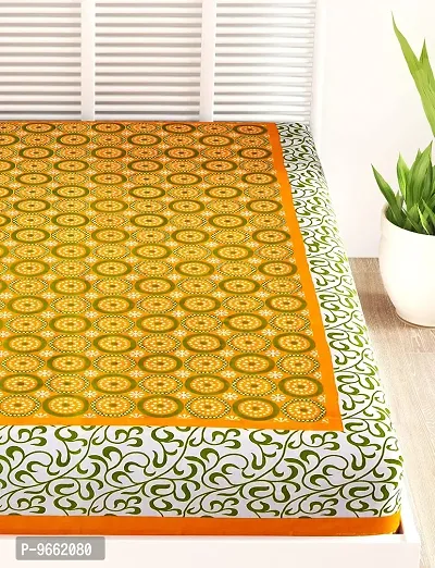 UniqChoice 100% Cotton Yellow Colour Saganari Printed Single Bedsheet.-thumb2