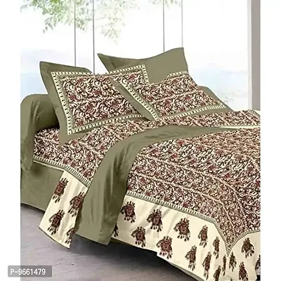 UniqChoice 100% Cotton Comfertable Rajasthani Jaipuri Traditional Bedsheet with 2 Pillow Covers (Multicolor)