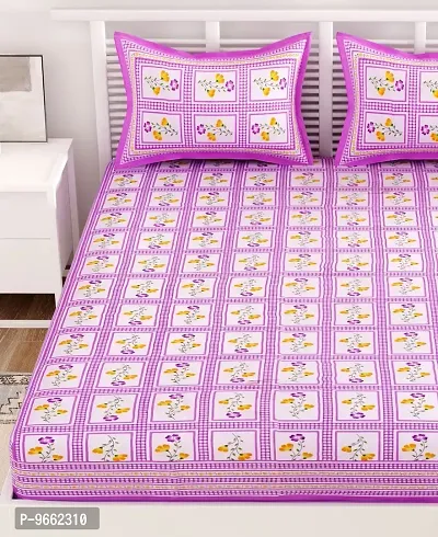 UniqChoice Purple Color 100% Cotton Jaipuri Traditonal Double BedSheet with 2 Pillow Cover,Purplebombay_D-thumb4