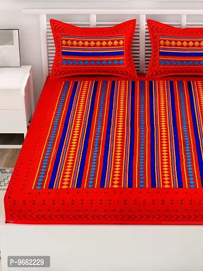 UniqChoice Rajasthani Traditional Printed Bedsheet| 120 Thread Count| 100% Cotton| Double Bedsheet| Bedsheet with 2 Pillow Cover| King Size Bedsheet| Cotton Bedsheet| Red Color-thumb4