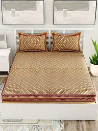 UniqChoice Floral Japuri Printed 120 TC 100% Cotton Double Bedsheet with 2 Pillow Cover ,Brown(UCEBD344)-thumb1