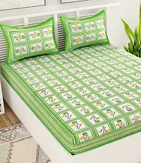 UniqChoice Green Color 100% Cotton Jaipuri Traditonal Double BedSheet with 2 Pillow Cover,Greenbombay_D-thumb2