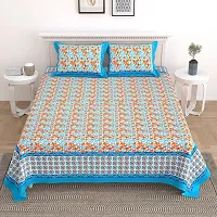 Comfortable Cotton Printed King Size Bedsheet with Two Pillow Covers-thumb1