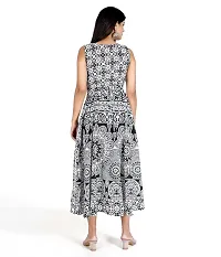 Rangun 100% Cotton Printed Black and White Maxi Dress for Women-thumb3