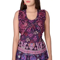 UniqChoice Women's Jaipuri Print Cotton Maxi Long Semi-Stitched Fabric with Sleeves Attached Inside and Back Strips (Purple, Free Size)-thumb2