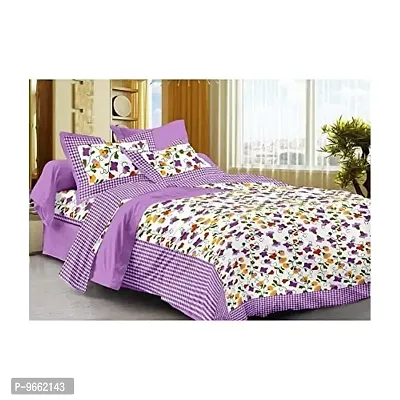 Uniqchoice 144 Tc Cotton Double Bedsheet with 2 Pillow Covers - Purple-thumb0