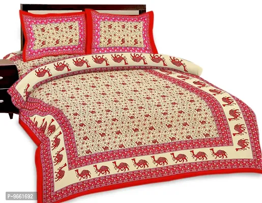 UniqChoice Floral Jaipuri Printed | 120 TC 100% Cotton | Double Bedsheet | with 2 Pillow Cover,Brown-thumb2