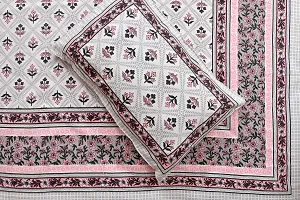 UniqChoice 180 TC Pink Color Floral Printed King Size Bedsheet with 2 Pillow Cover (ELEG-19-Pink)-thumb4