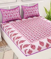 UniqChoice Floral Japuri Printed 120 TC 100% Cotton Double Bedsheet with 2 Pillow Cover ,Purpal(UCEBD515)-thumb2