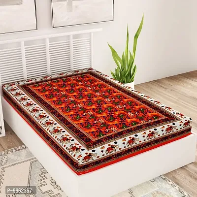 UniqChoice100% Cotton Color Jaipuri Single Bedsheet Color Jaipuri Single Bedsheet ,Single_JangalHathi_Orange