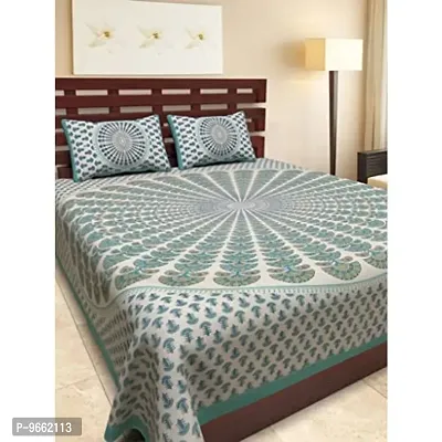 Uniqchoice 144 Tc Cotton Double Bedsheet with 2 Pillow Covers, Blue, 3 Piece