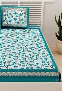 UniqChoice Floral Japuri Printed 120 TC 100% Cotton Double Bedsheet with 2 Pillow Cover,Turquoise(UCEBD107)-thumb3