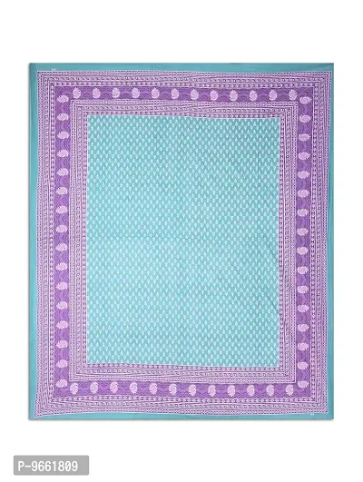 UniqChoice Turquoise Color Rajasthani Traditional Printed 120 TC 100% Cotton Double Bedsheet with 2 Pillow Cover,MUCD_113-thumb2