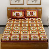 Comfortable Cotton Printed Double Bedsheet with Two Pillow Covers-thumb1