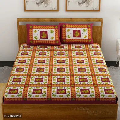 Comfortable Cotton Printed Double Bedsheet with Two Pillow Covers-thumb2